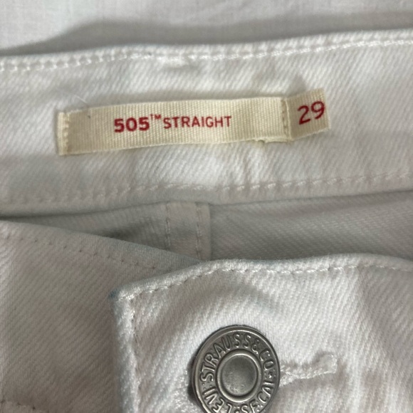 Levi’s 505 Straight Leg Cropped Mid Rise White Jeans Size 29 - Picture 4 of 8
